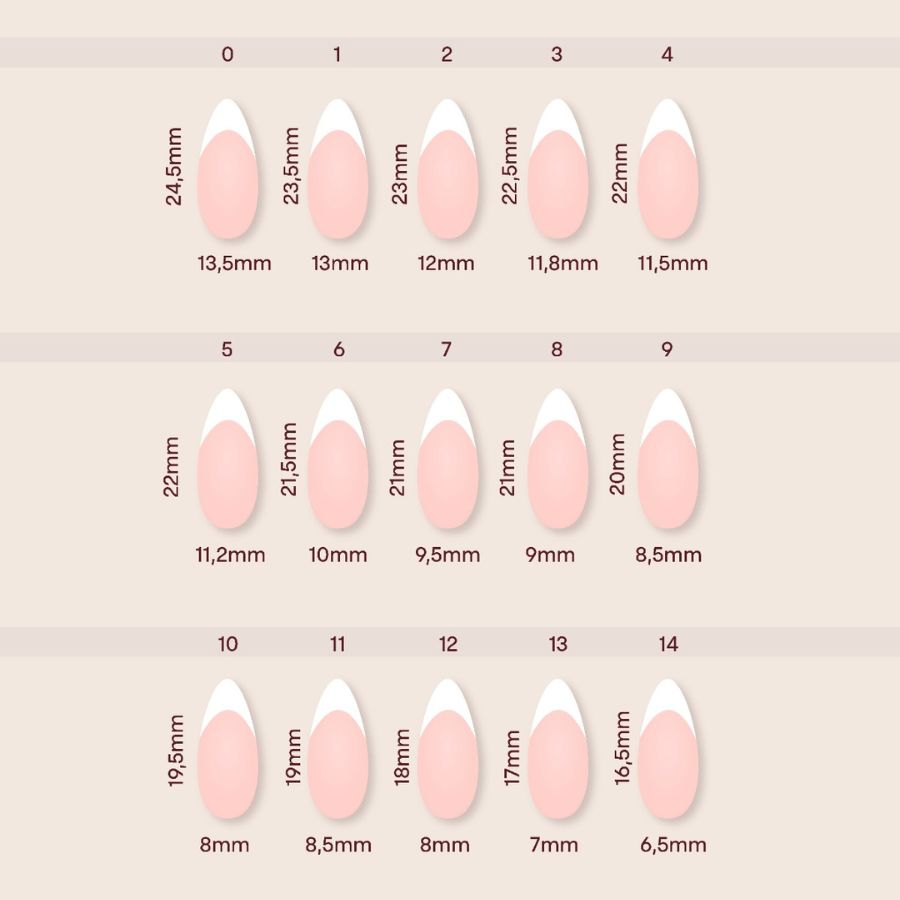 Acrylic Gel Tip Master Pro X® Francesa Almendra Media con diseño french y luneta blanca para manicura profesional