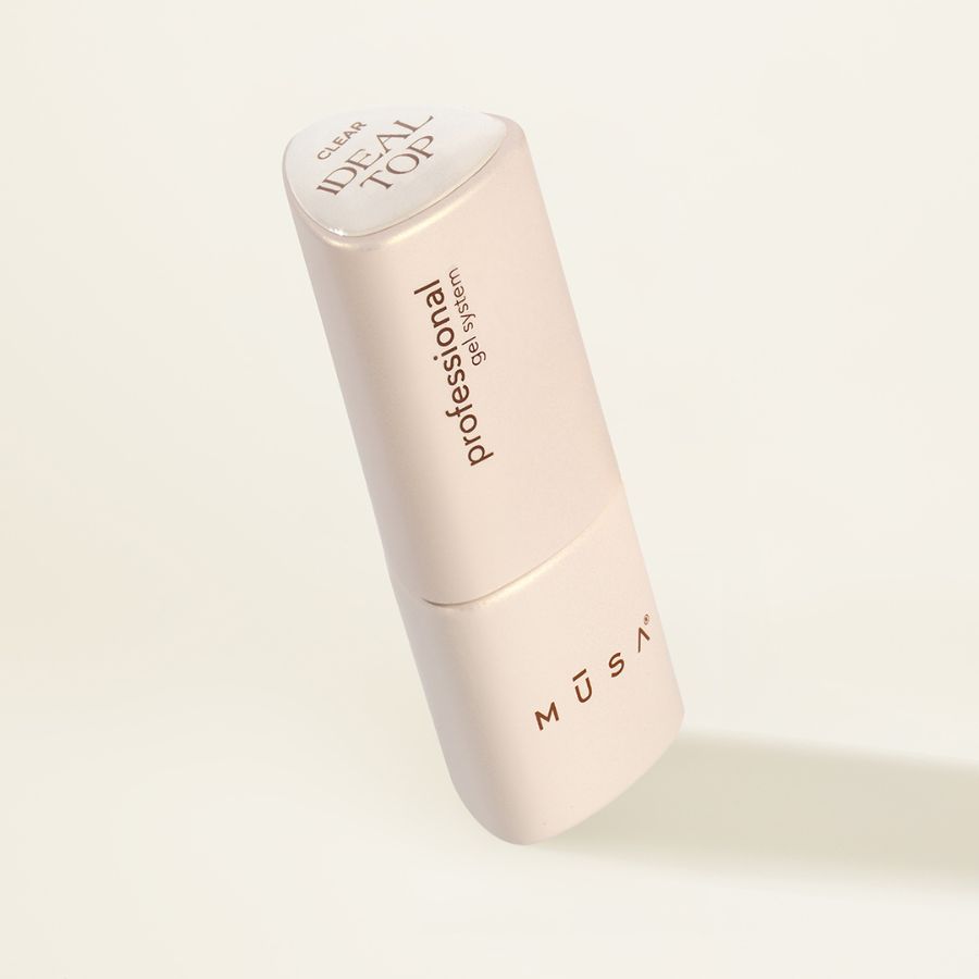 Ideal Top Clear MUSA NAILS, top coat transparente extra brillante, efecto glossy duradero, fórmula no wipe y aplicación profesional sin rayas.