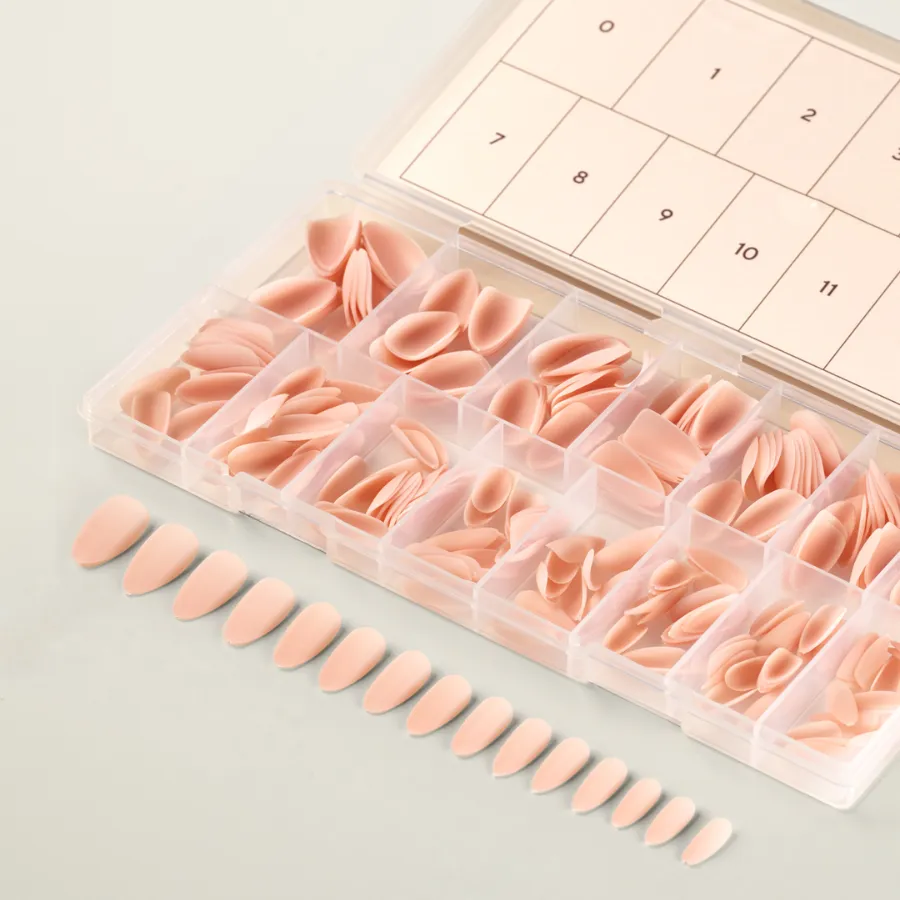 Caja organizadora de tips acrílicas Natural Cover Nude por tallas, Musa Nails