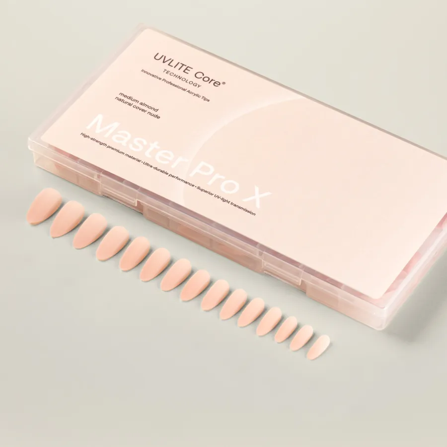 Tips acrílicas Master Pro X Natural Cover Nude, diseño Medium Almond, Musa Nails
