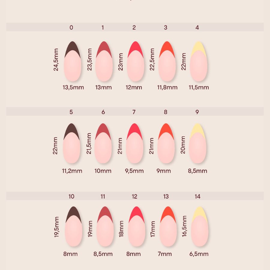 Acrylic Gel Tip Master Pro X® Sunset Almendra Media con diseño french y luneta de color para manicura profesional