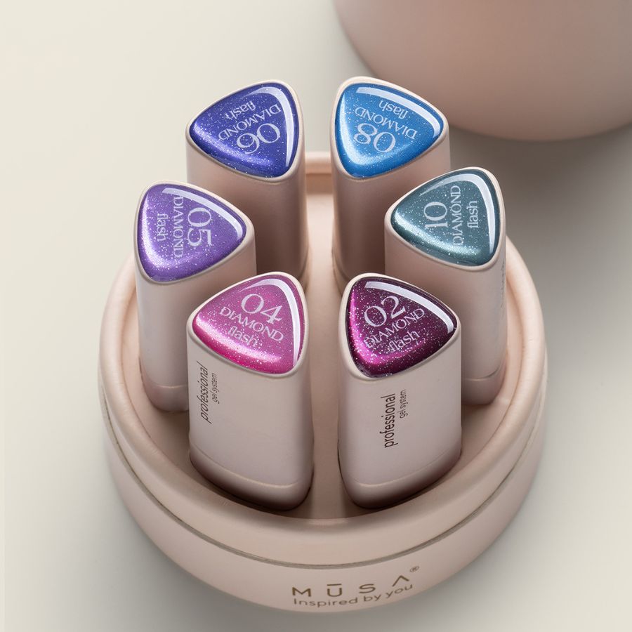 Colección Éclair Diamond Flash con 6 geles semipermanentes efecto diamante brillante