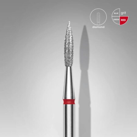 Fresa de Diamante Llama Afilada Roja 2.3 mm para manicura y pedicura profesional