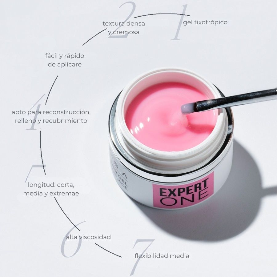 Gel Builder Expert One gel constructor tixotrópico rosa profesional uñas