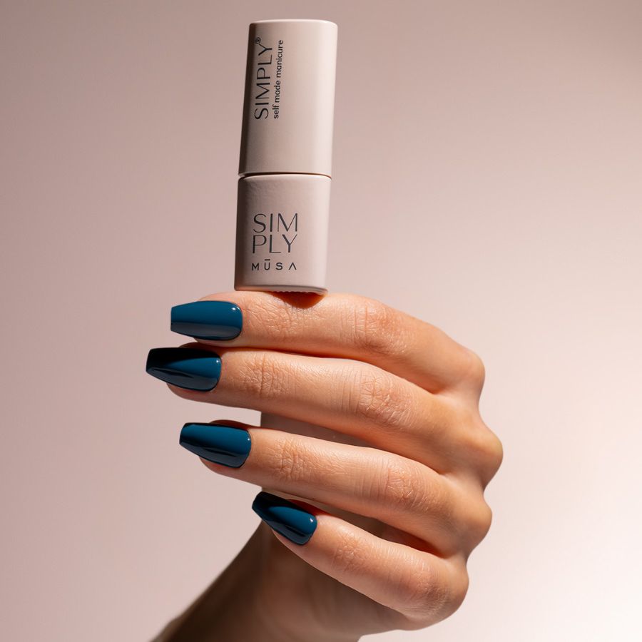 semipermanente simply musa azul verdoso uñas gel larga duración