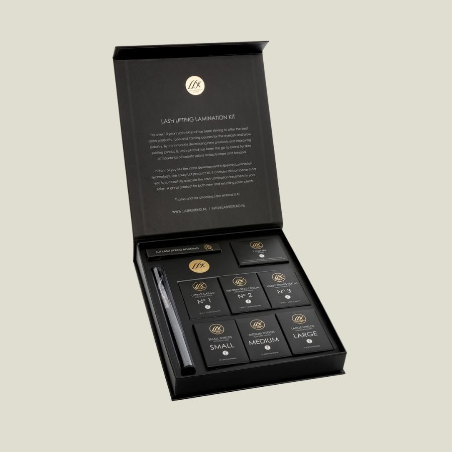 Kit lifting de pestañas vegano LLX profesional completo con lociones 1-2-3, moldes, adhesivo y herramientas