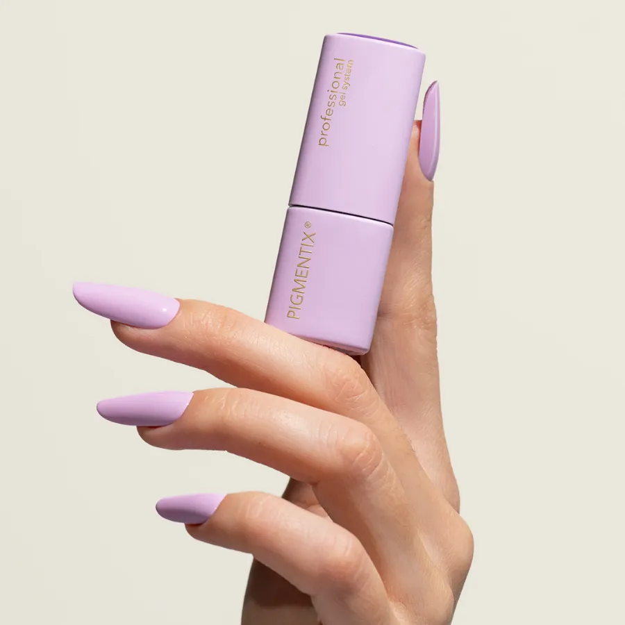 Pigmentix Lavender 42, esmalte semipermanente lavanda, aplicado en uña, Musa Nails