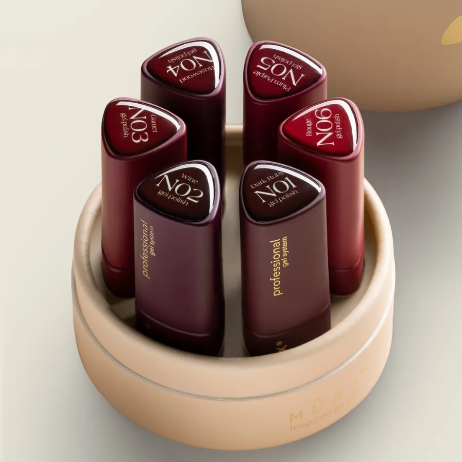 colección esmaltes semipermanentes bordeaux Pigmentix Cherry Noir con cofre