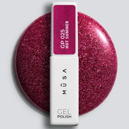 Esmalte semipermanente 25 Hot Summer burdeos metalizado de MUSA en frasco de 7 ml - Musa Nails