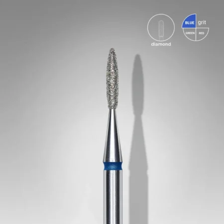 Fresa de diamante en forma de llama con anillo azul para cutículas, fresa diamante llama azul - Musa Nails