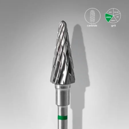 Fresa de carburo cónica verde de 6 mm sin punta, fresa carburo cono verde - Musa Nails
