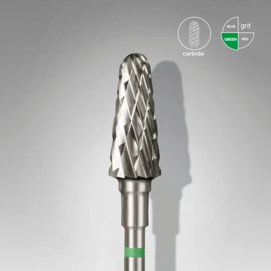 Fresa de carburo de tungsteno con forma de cono truncado verde de 6 mm, fresa cono truncado - Musa Nails