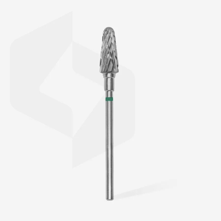 Fresa de Carburo Cono Truncado Verde 6 mm, rápida eliminación de gel, acrygel y acrílico, reutilizable y esterilizable.