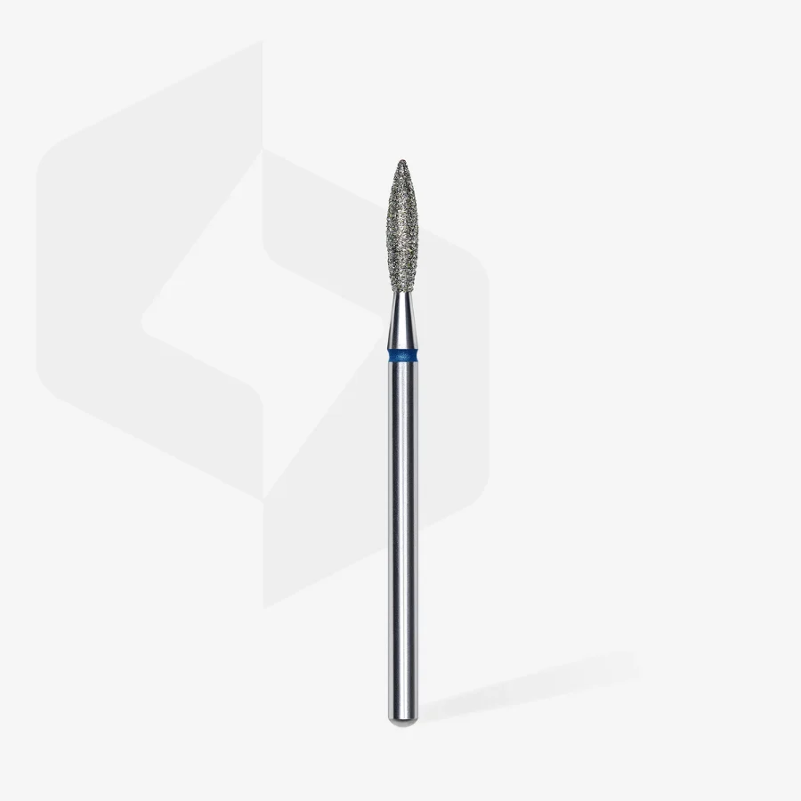 Fresa de Diamante Llama Azul 2.3 mm, ideal para cutículas, reutilizable y esterilizable, precisión y calidad en cada uso.