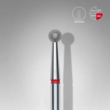 Fresa de diamante en forma de bola con anillo rojo para cutículas, fresa diamante bola roja - Musa Nails