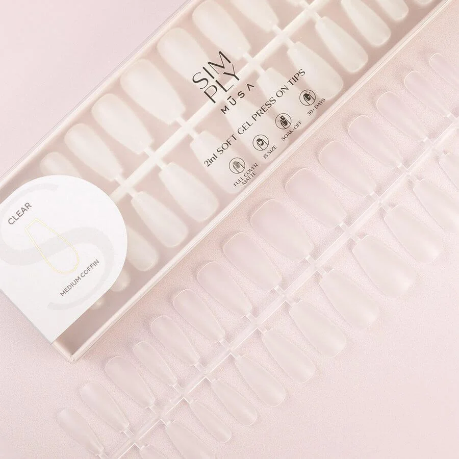 Caja de tips soft gel coffin media transparentes 240 uds - Musa Nails