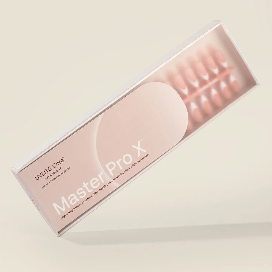 Tips francesa almendra media Acrylic Gel Master Pro X® con luneta blanca - Musa Nails