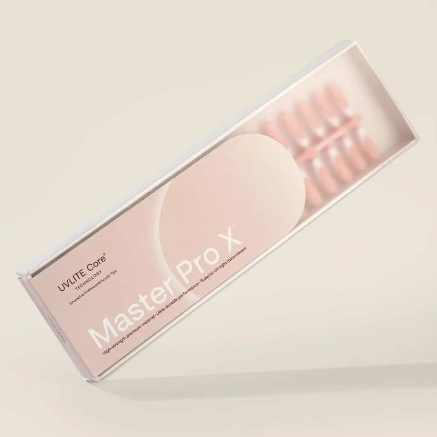 Tips francesa coffin larga Acrylic Gel Master Pro X® con luneta blanca - Musa Nails