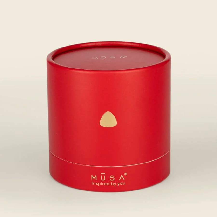Cofre Rojo Pigmentix Musa para seis esmaltes de 8 ml en estuche redondo rojo.