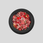 Confeti Rojo brillante para nail art, ideal para encapsulado y diseños decorativos vibrantes.
