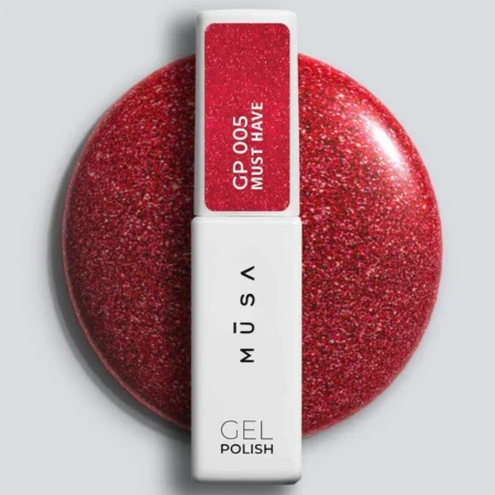 Esmalte semipermanente 005 Must Have rojo con microglitter - Musa Nails