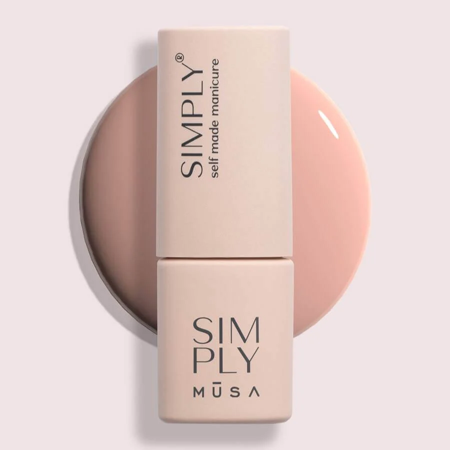 Gel semipermanente rosa melocotón sin HEMA Simply Musa SP018 de 8 ml