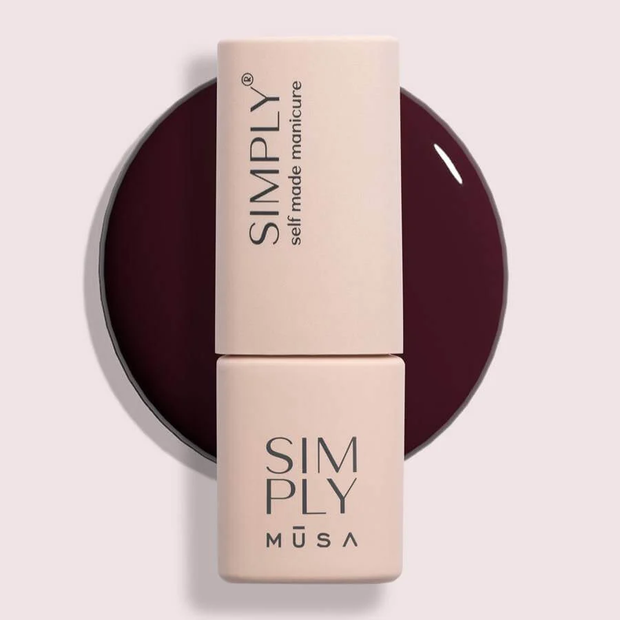 Gel semipermanente color sangría sin HEMA Simply Musa SP019 de 8 ml