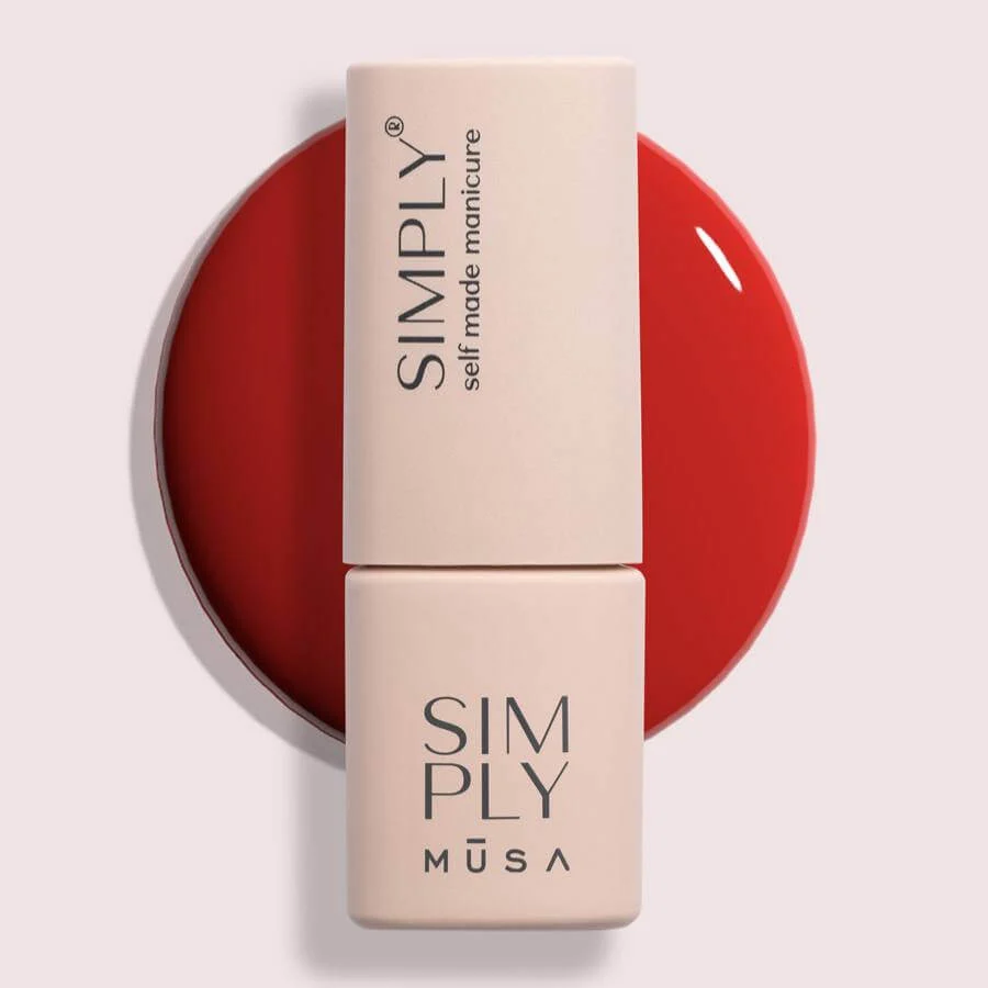 Gel semipermanente rojo teja sin HEMA Simply Musa SP021 de 8 ml
