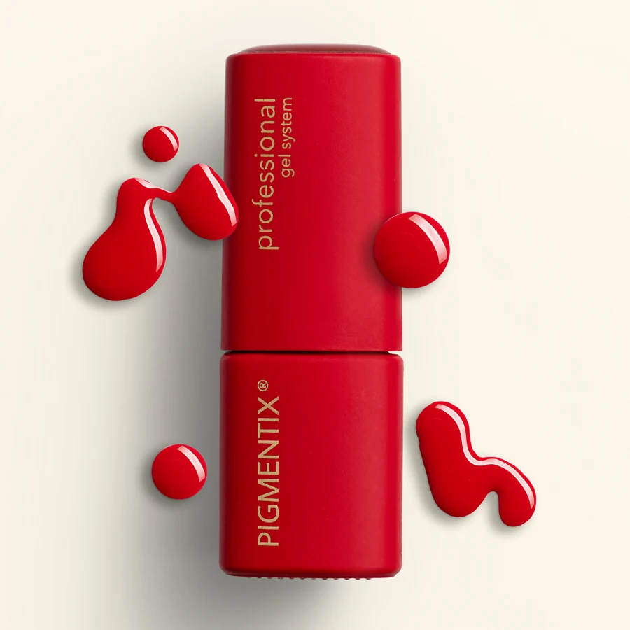 Esmalte semipermanente rojo intenso Pigmentix® Imperial N09 con gotas de color – Musa Nails