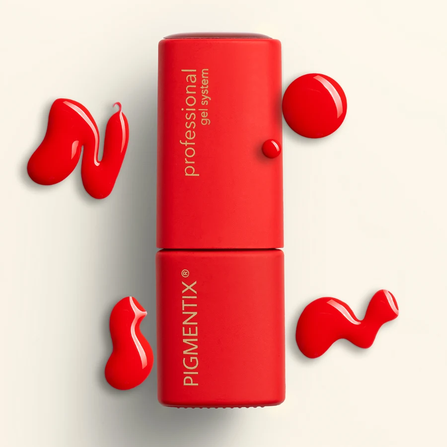 Esmalte semipermanente rojo tomate Pigmentix® Campari N12 con gotas de color – Musa Nails