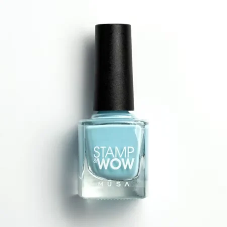 Frasco de esmalte stamping azul bebé STAMP&WOW 08 con pincel fino - Musa Nails