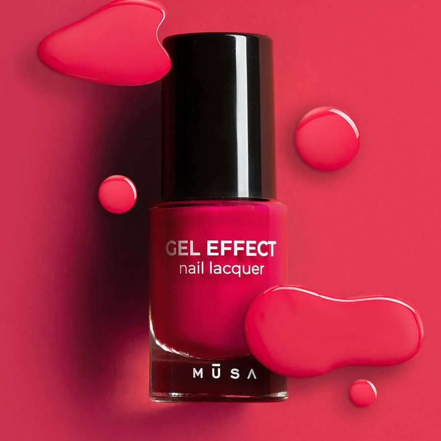 Frasco de esmalte efecto gel viva magenta de 8 ml en vidrio reciclable - Musa Nails