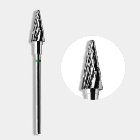 Fresa para retirar gel de carburo cono 31 anillo verde grano grueso – Musa Nails