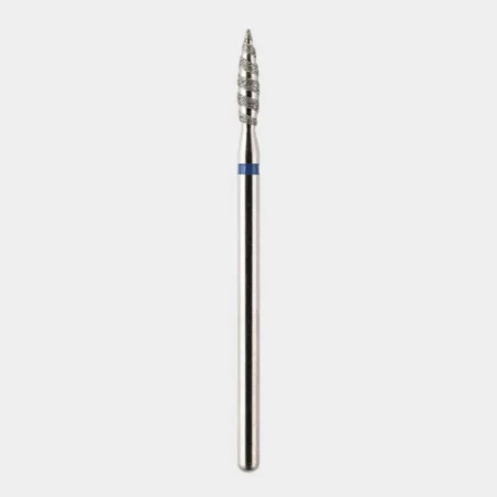 Punta Tornado de grano medio con anillo azul y diseño en espiral