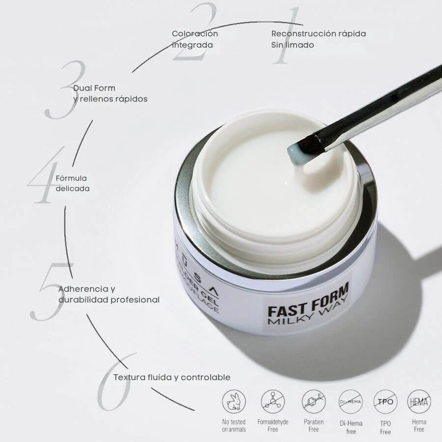 Builder gel Fast Form Milky Way 15ml blanco lechoso Musa Nails