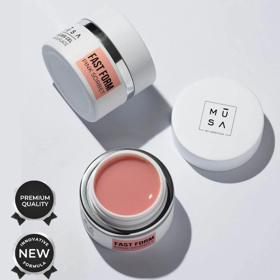 Tarro de builder gel Fast Form rosa de 15 ml autonivelante - Musa Nails