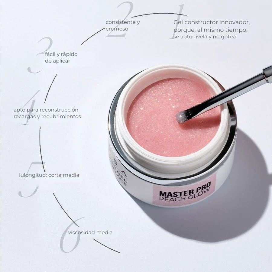 Builder gel Master Pro Peach Glow 50 ml – detalle 1, Musa Nails