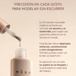 Infografía Fluid Builder Gel de MUSA: precisión para modelar sin escurrir, ideal para refuerzos – Musa Nails