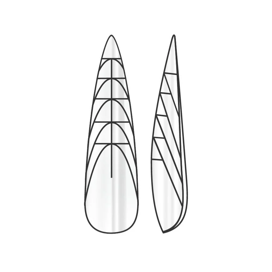 Molde Dual Form Stiletto - Display Form 19 de Musa Nails, 150 piezas reutilizables