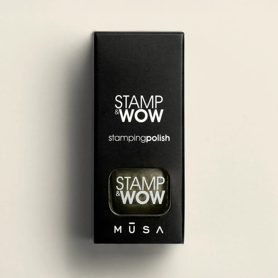 Esmalte especial Stamping STAMP&WOW 18 - Oro cromo – detalle 2, Musa Nails