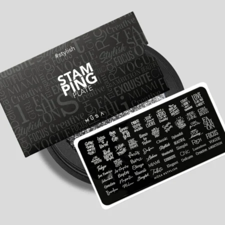 Placa stamping frases Stylish con frases y nombres de ciudades en acero inoxidable - Musa Nails