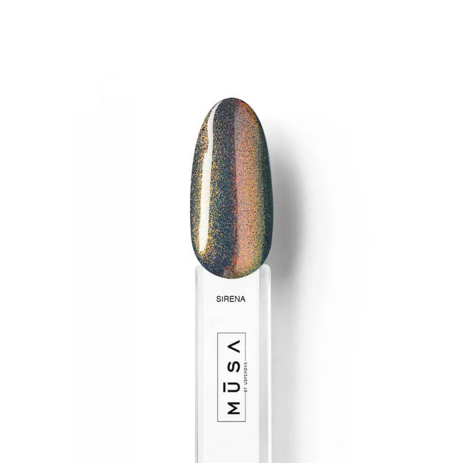 Polvo Sirena para nail art con microglitter dorados, efecto azúcar y sirena