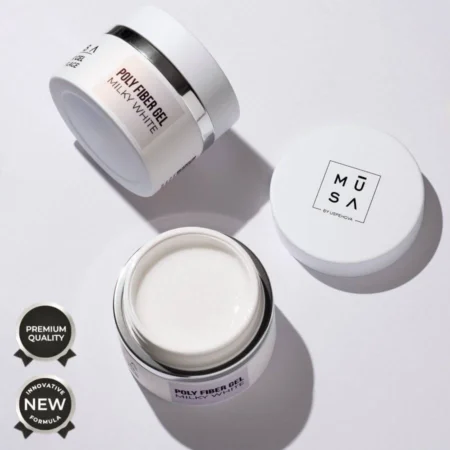Bote de builder gel con fibra Poly Fiber® Milky White 50 ml - Musa Nails