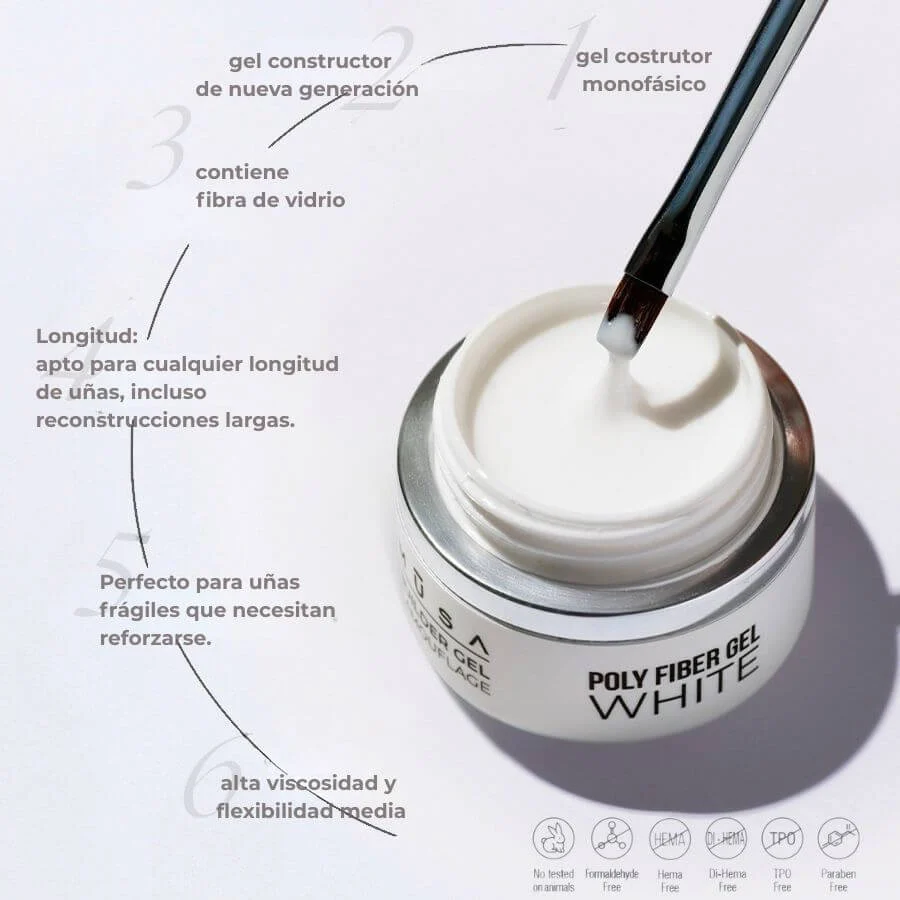 Poly Fiber Gel – Builder gel profesional para uñas naturales resistentes y fuertes