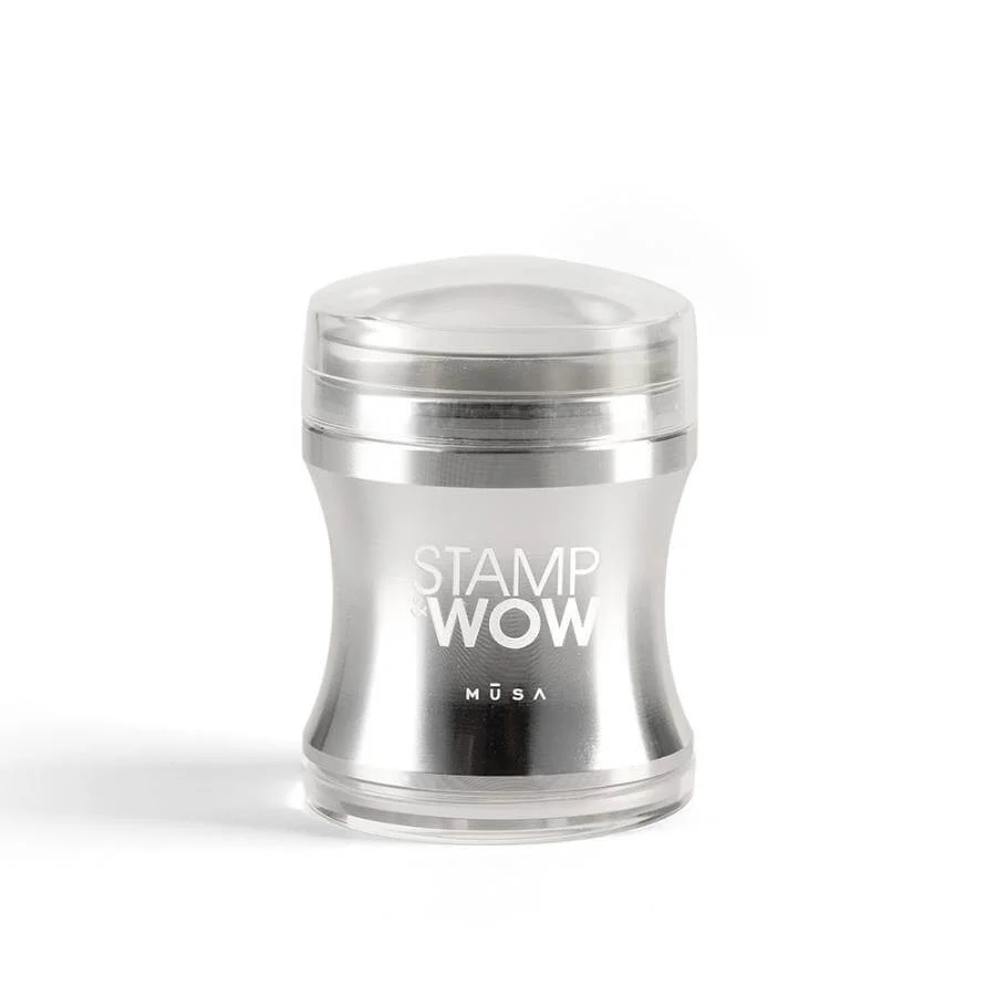 Sello stamping Stamp & Wow para nail art de Musa Nails con cabeza de silicona y diseño transparente