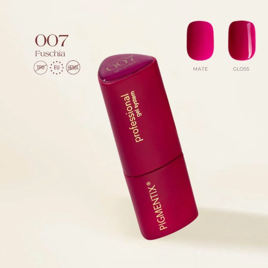 Pigmentix® Esmalte Semipermanente Fuchsia 007 – Rosa Fucsia Intenso y Ultra Pigmentado