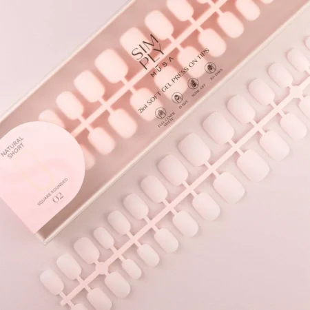 Tips Soft Gel Press On Natural Cuadrado Redondeado Corto 02 Blush - 240pz