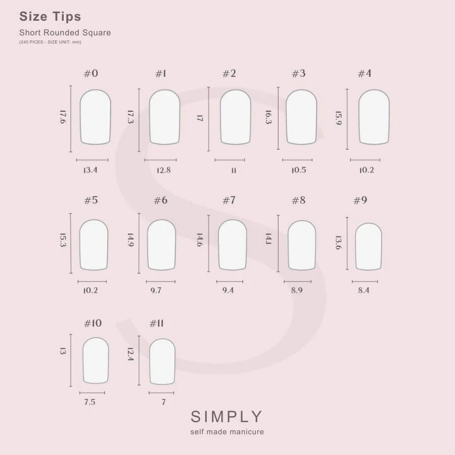Tips Soft Gel Press On Natural Cuadrado Redondeado Corto 02 Blush - 240pz