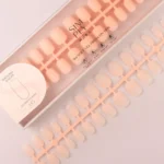 Tips Soft Gel Press On Natural Cuadrada Redondeada Corta Peach Pink