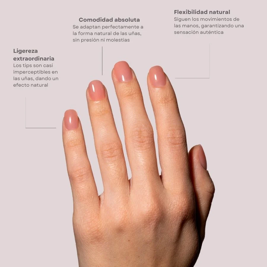 Tips Soft Gel Press On Natural Cuadrada Redondeada Corta 01 Coral Pink - 240pz
